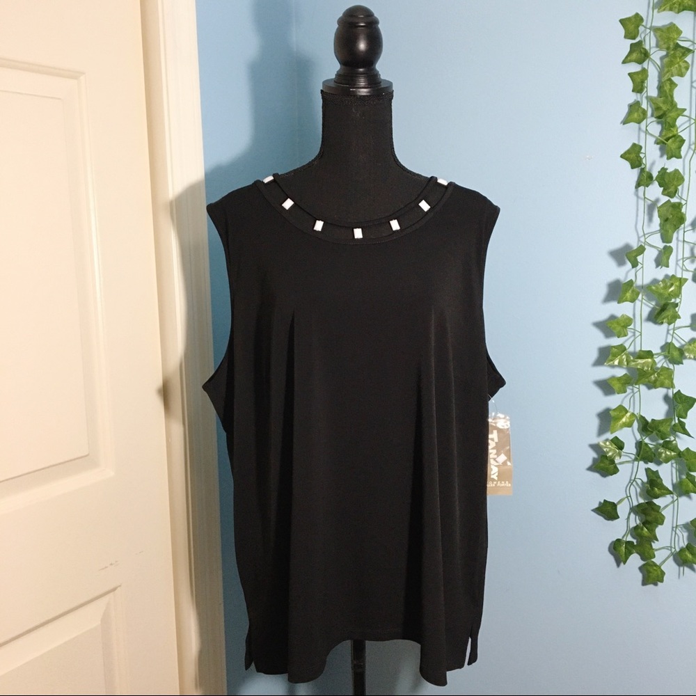NWT TanJay Black Sleeveless Blouse Size 3X